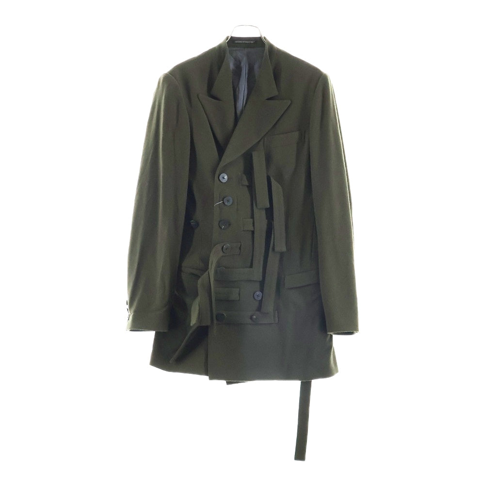 Yohji Yamamoto(ヨウジヤマモト) 23AW 立ち衿フラシベルトコート ボンテージジャケット グリーン HJ-J70-143
