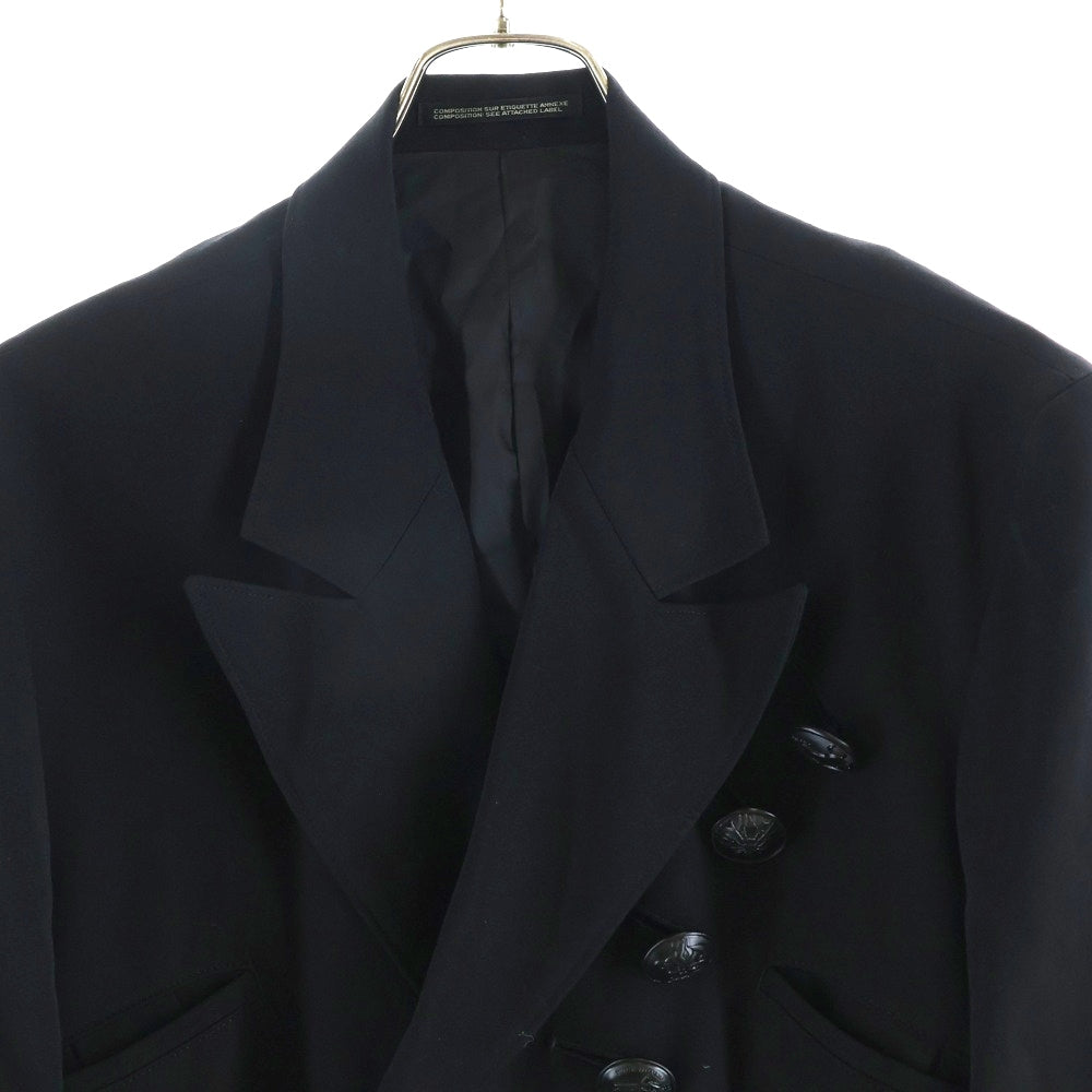 Yohji Yamamoto POUR HOMME(ヨウジヤマモト プールオム) 19AW ダブルピーク黒釦テーラードジャケット ウールギャバジンジャケット ブラック HC-J36-100