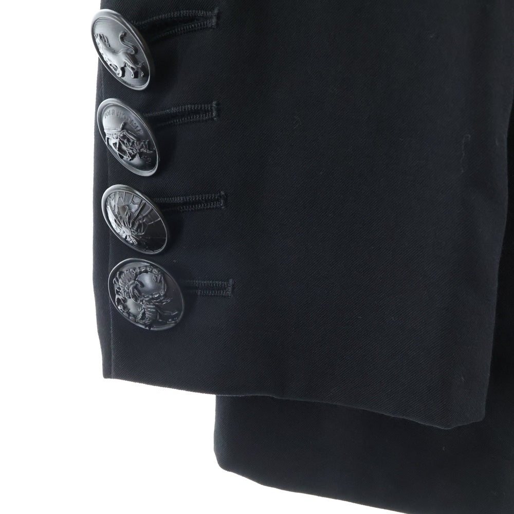 Yohji Yamamoto POUR HOMME(ヨウジヤマモト プールオム) 19AW ダブルピーク黒釦テーラードジャケット ウールギャバジンジャケット ブラック HC-J36-100