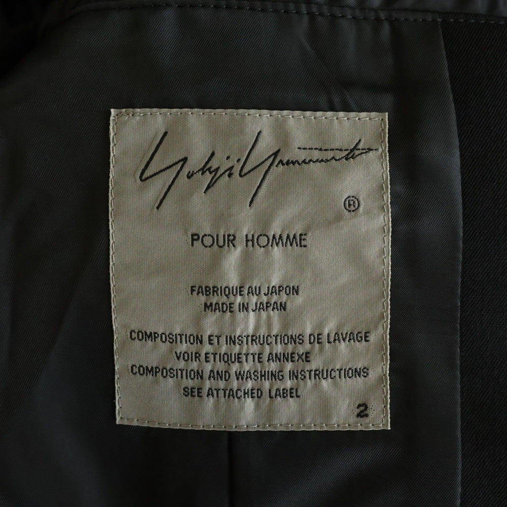 Yohji Yamamoto POUR HOMME(ヨウジヤマモト プールオム) 19AW ダブルピーク黒釦テーラードジャケット ウールギャバジンジャケット ブラック HC-J36-100