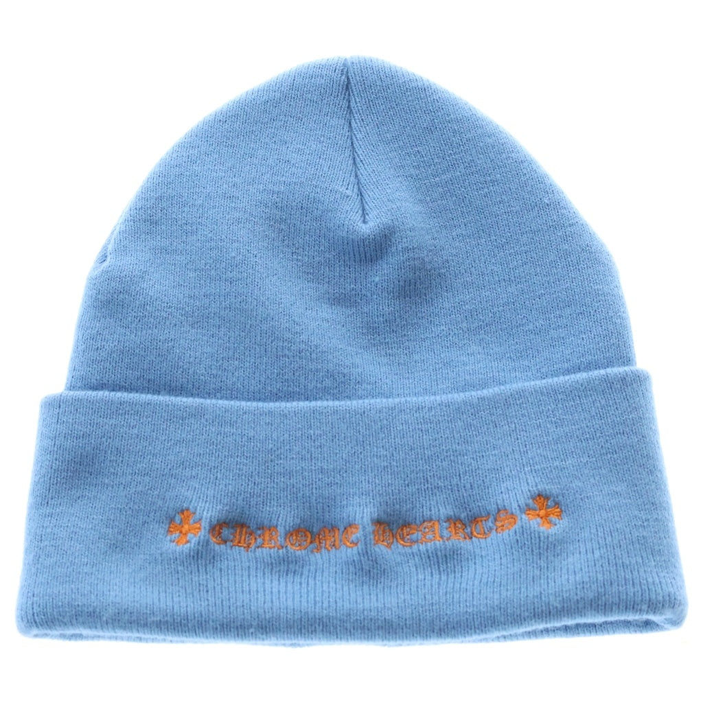 CHROME HEARTS(クロムハーツ) TRIPLE CROSS EMBROIDERYE BEANIE セメタリークロス ビーニー 刺繍ニットキャップ ニット帽 ブルー オレンジ