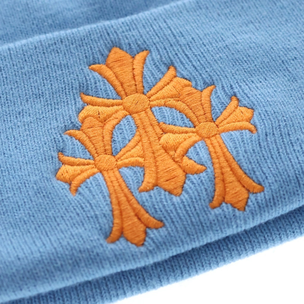 CHROME HEARTS(クロムハーツ) TRIPLE CROSS EMBROIDERYE BEANIE セメタリークロス ビーニー 刺繍ニットキャップ ニット帽 ブルー オレンジ