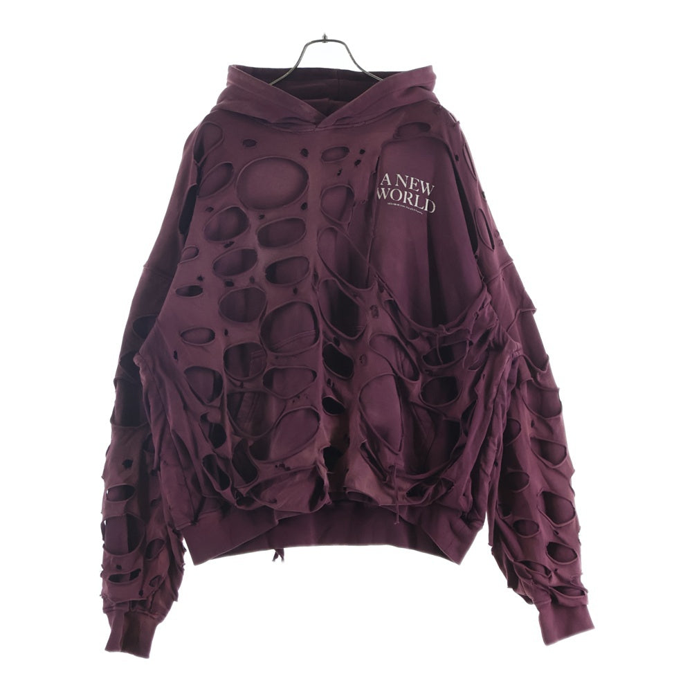 ALEXANDER DIGENOVA アレキサンダーディジェノバ A NEW WORLD HOODIE ダメージ加工プルオーバーパーカー レッド ALEXANDER DIGENOVA(アレキサンダーディジェノバ) A NEW WORLD HOODIE