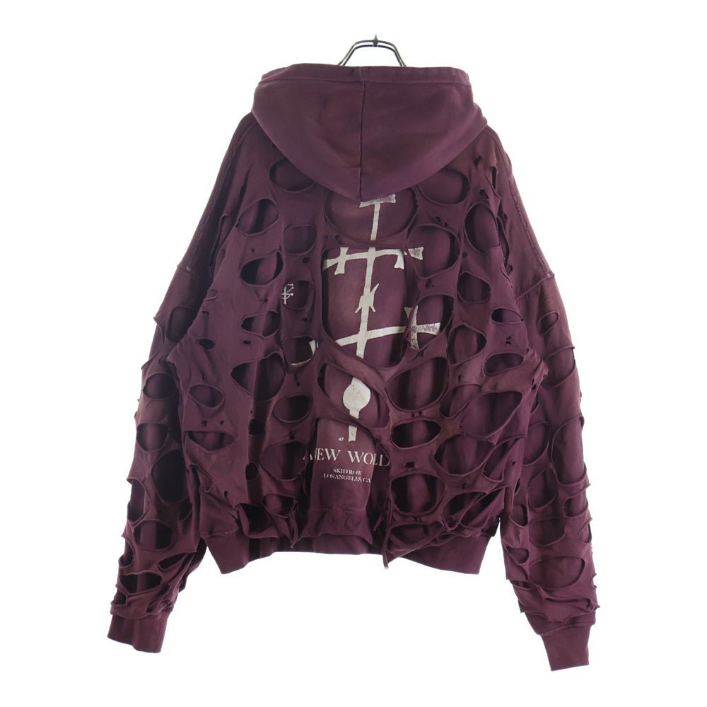 ALEXANDER DIGENOVA(アレキサンダーディジェノバ) A NEW WORLD HOODIE ダメージ加工プルオーバーパーカー レッド