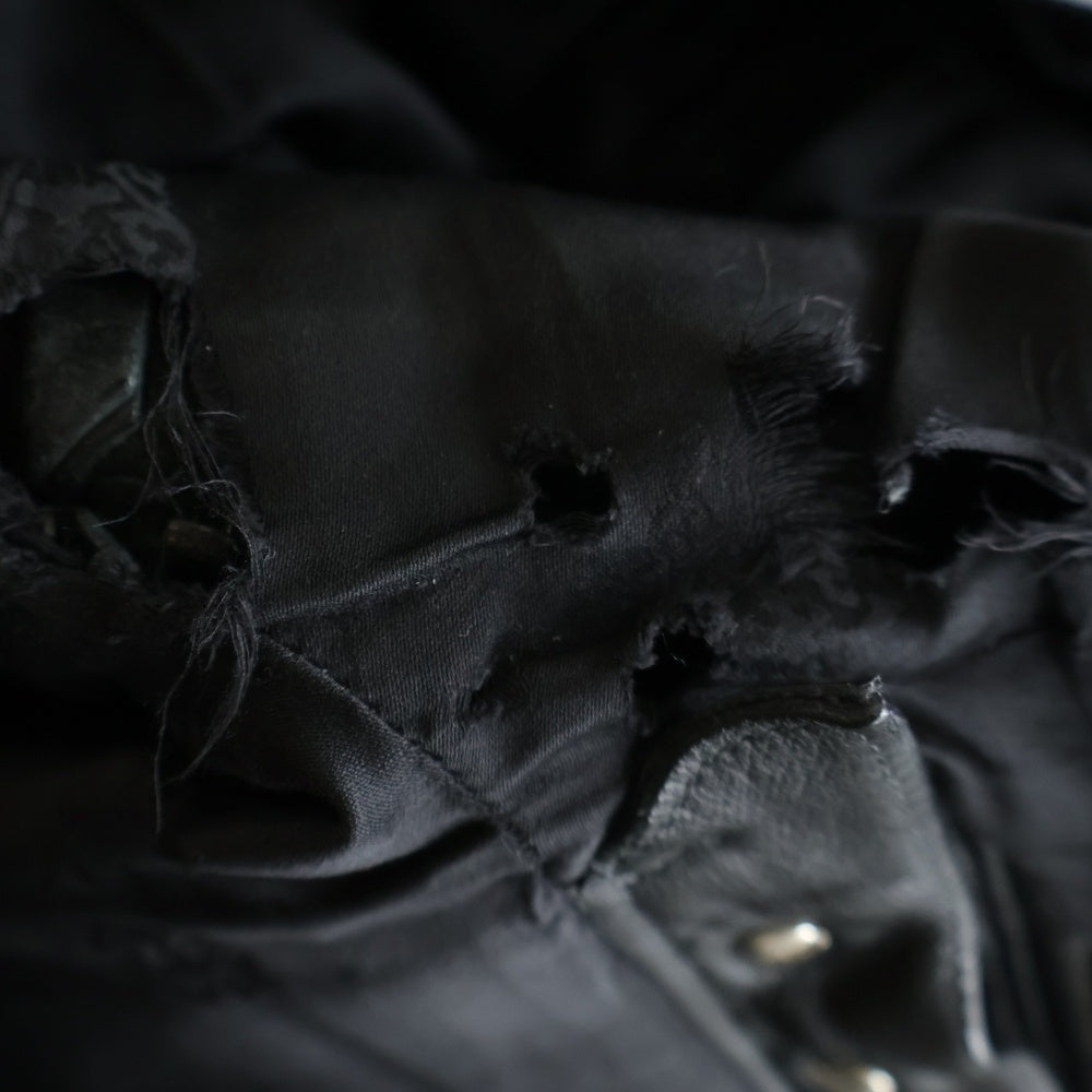 CHROME HEARTS(クロムハーツ) LTHR PANTS フレアニー クロスボールボタンフライ レザーパンツ ブラック