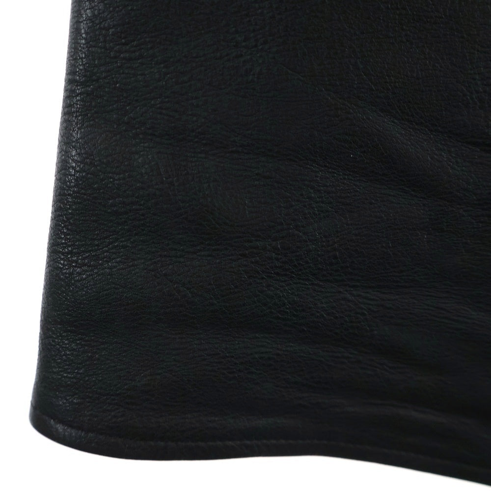 CHROME HEARTS(クロムハーツ) LTHR PANTS フレアニー クロスボールボタンフライ レザーパンツ ブラック