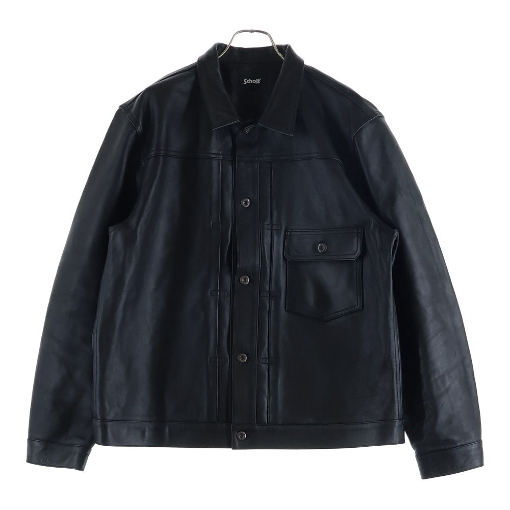 SCHOTT(ショット) SHEEP LEATHER 1st TRACKER JACKET シープレザー トラッカージャケット ブラック 782-3950128