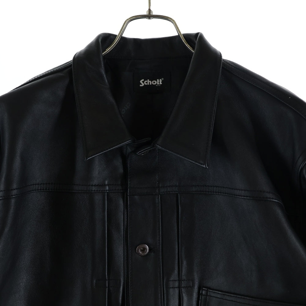 SCHOTT(ショット) SHEEP LEATHER 1st TRACKER JACKET シープレザー トラッカージャケット ブラック 782-3950128
