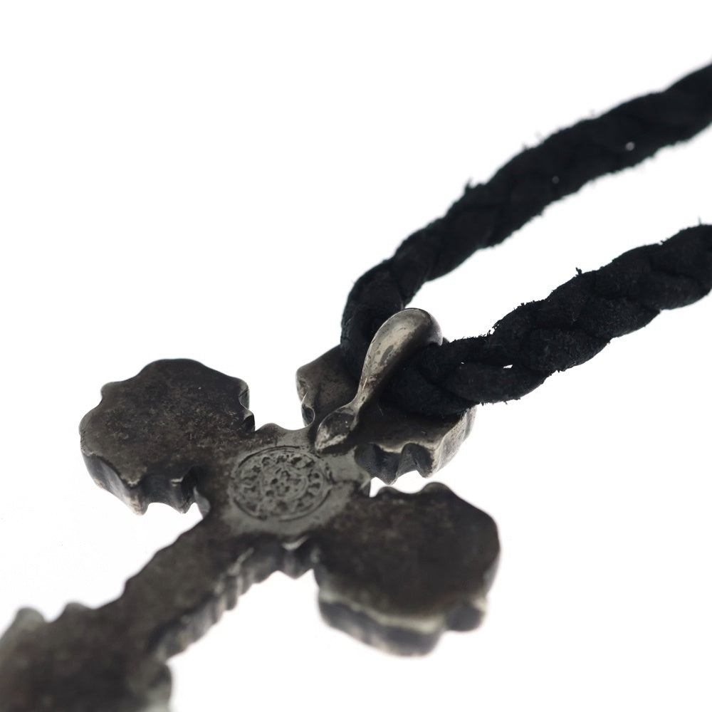 CHROME HEARTS(クロムハーツ) FILIG CROSS-XSM LB フィリグリー クロス レザーブレイド ネックレス シルバー
