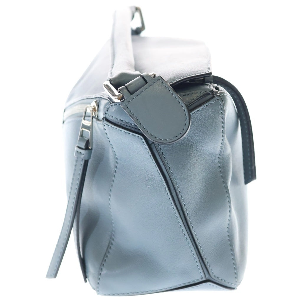 LOEWE(ロエベ) パズルバッグ ミニ 2WAYショルダーバッグ レザー ブルー シルバー金具 レディース