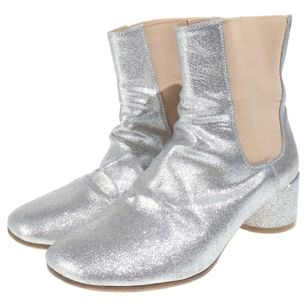 MM6 Maison Margiela(エムエムシックスメゾンマルジェラ) 20AW ラメグリッター サイドゴア ショートブーツ シルバー