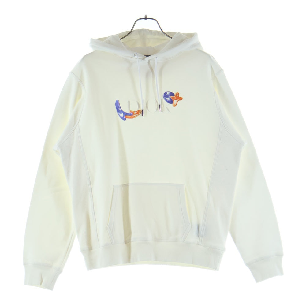 DIOR(ディオール) 21AW ×KENNY SCHARF ケニーシャーフ グラフィック ロゴ刺繍 プルオーバースウェットパーカー フーディー ホワイト 193J688B0531