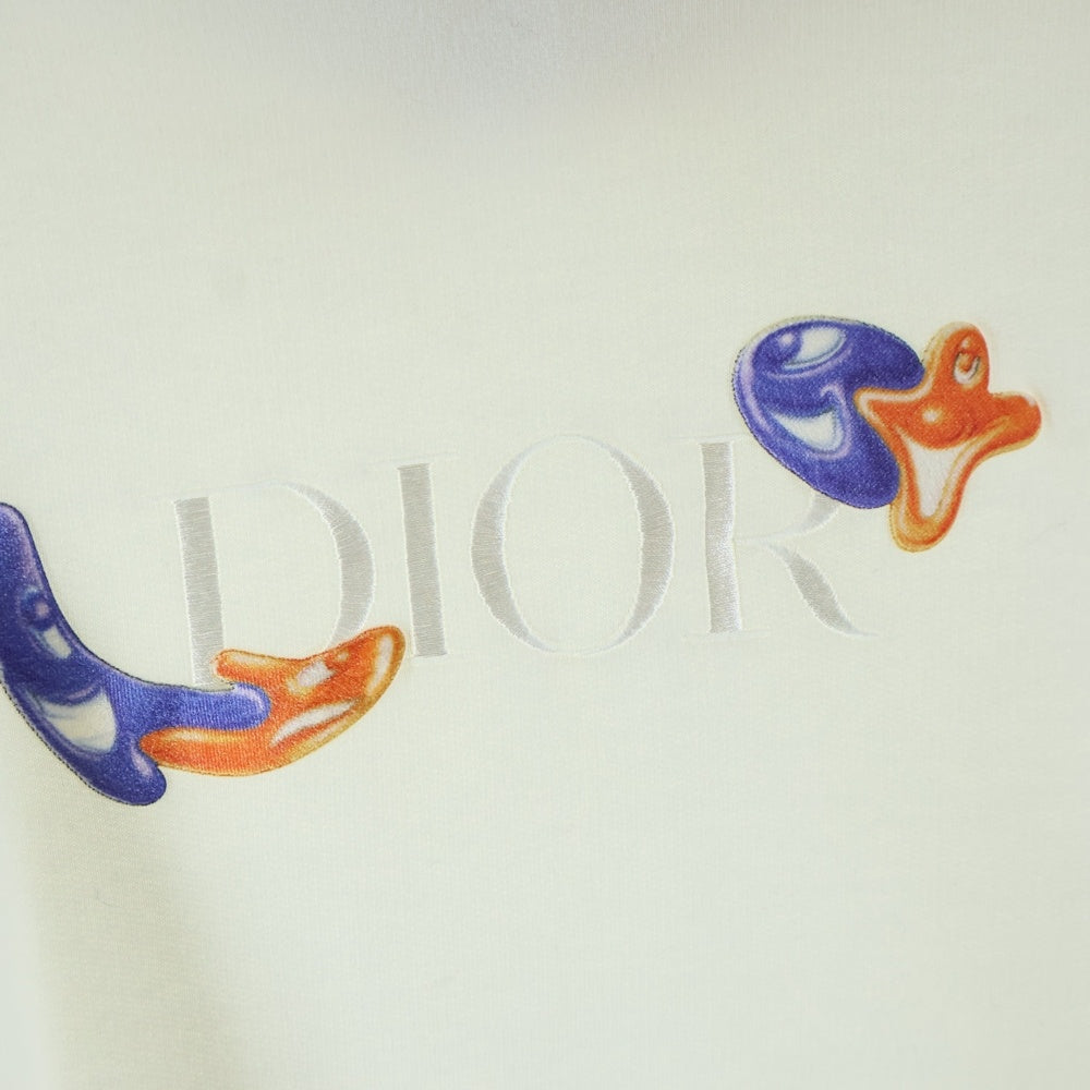 DIOR(ディオール) 21AW ×KENNY SCHARF ケニーシャーフ グラフィック ロゴ刺繍 プルオーバースウェットパーカー フーディー ホワイト 193J688B0531