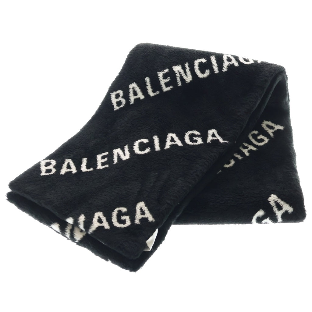 BALENCIAGA(バレンシアガ) FAKE FAR MULTILOGO TUBOLAR フェイクファー マルチロゴ スカーフ マフラー ブラック 582484 387B8 レディース