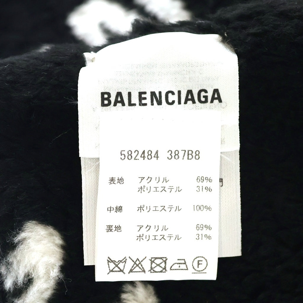 BALENCIAGA(バレンシアガ) FAKE FAR MULTILOGO TUBOLAR フェイクファー マルチロゴ スカーフ マフラー ブラック 582484 387B8 レディース
