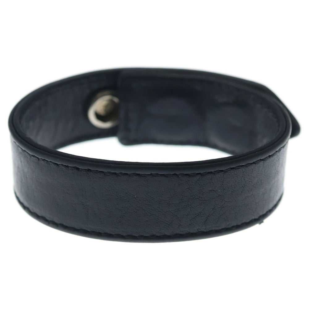 CHROME HEARTS(クロムハーツ) 3BTN 2SNP クロスボール 3ボタン2スナップ レザーブレスレット ブラック/シルバー BCA123
