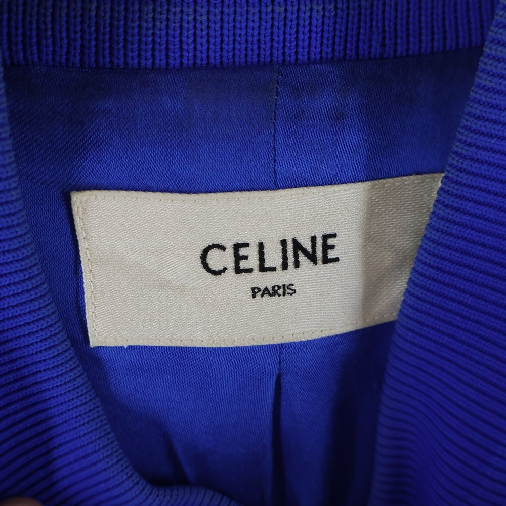 CELINE(セリーヌ) SATEN TEDDY JACKET バックロゴ サテン テディジャケット ブルー 2V885164I