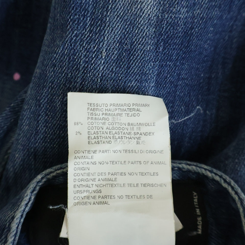 DSQUARED2(ディースクエアード) パッチワーク ビッグ ディーンズ ブラザー クロップド デニムパンツ インディゴ S74LA0727 S30342