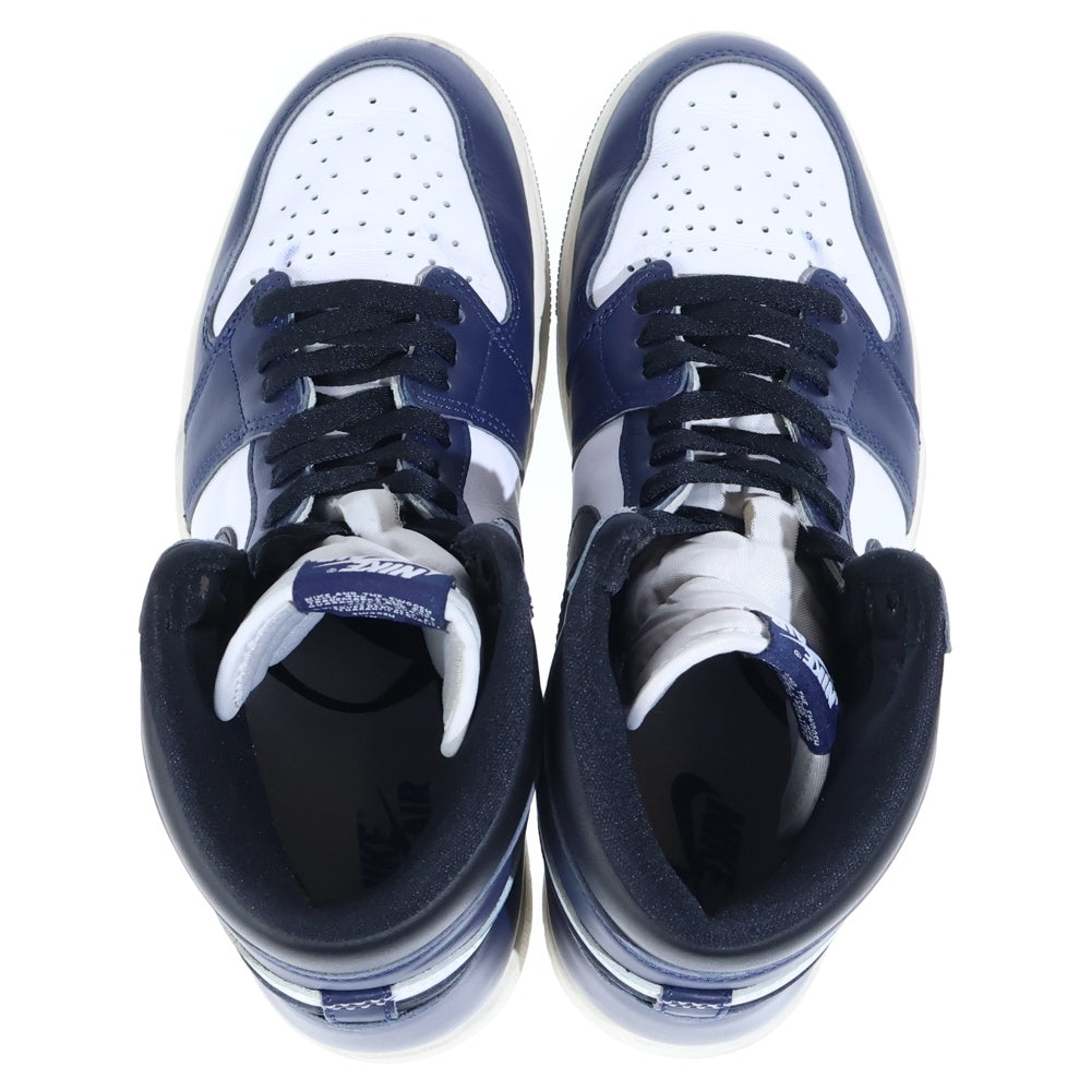 NIKE(ナイキ) AIR JORDAN 1 RETRO HIGH OG MIDNIGHT エアジョーダン1 レザーハイカットスニーカー ホワイト/ネイビー US10/28.0cm DZ5485-401