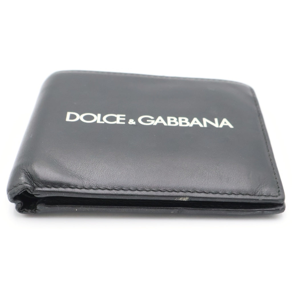 DOLCE & GABBANA(ドルチェアンドガッバーナ) エンブロイダリープリント 二つ折り財布 ウォレット ブラック