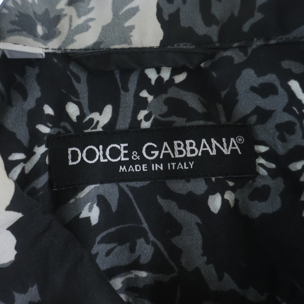 DOLCE & GABBANA(ドルチェアンドガッバーナ) 総柄ボタンアップ 襟付き 長袖シャツ ブラック/ホワイト