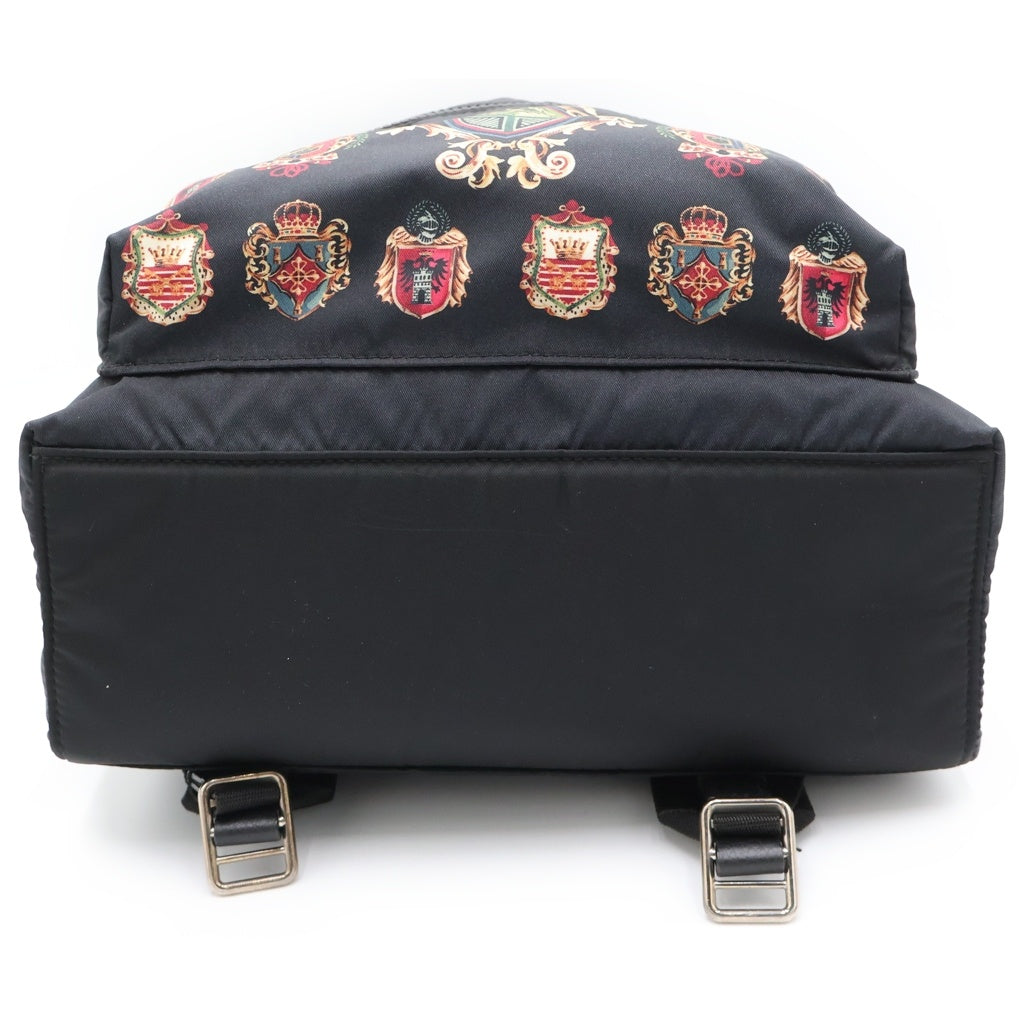 DOLCE & GABBANA(ドルチェアンドガッバーナ) 紋章エンブレム ナイロンリュック バック ブラック レディース