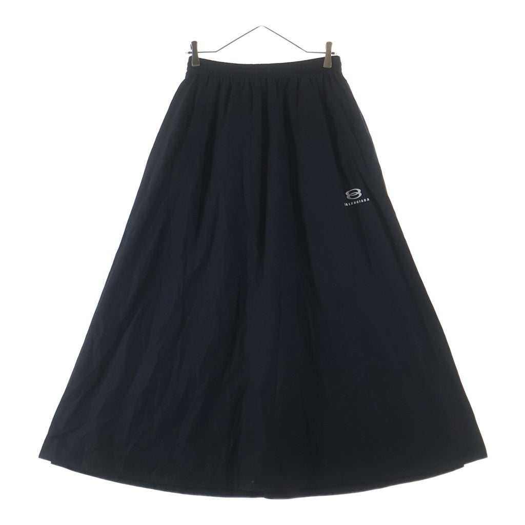 BALENCIAGA(バレンシアガ) LOGO EMBROIDERED MIDI SKIRT ナイロン ロゴエンブロイダリー ミディスカート レディース ブラック 772719 TNQ25