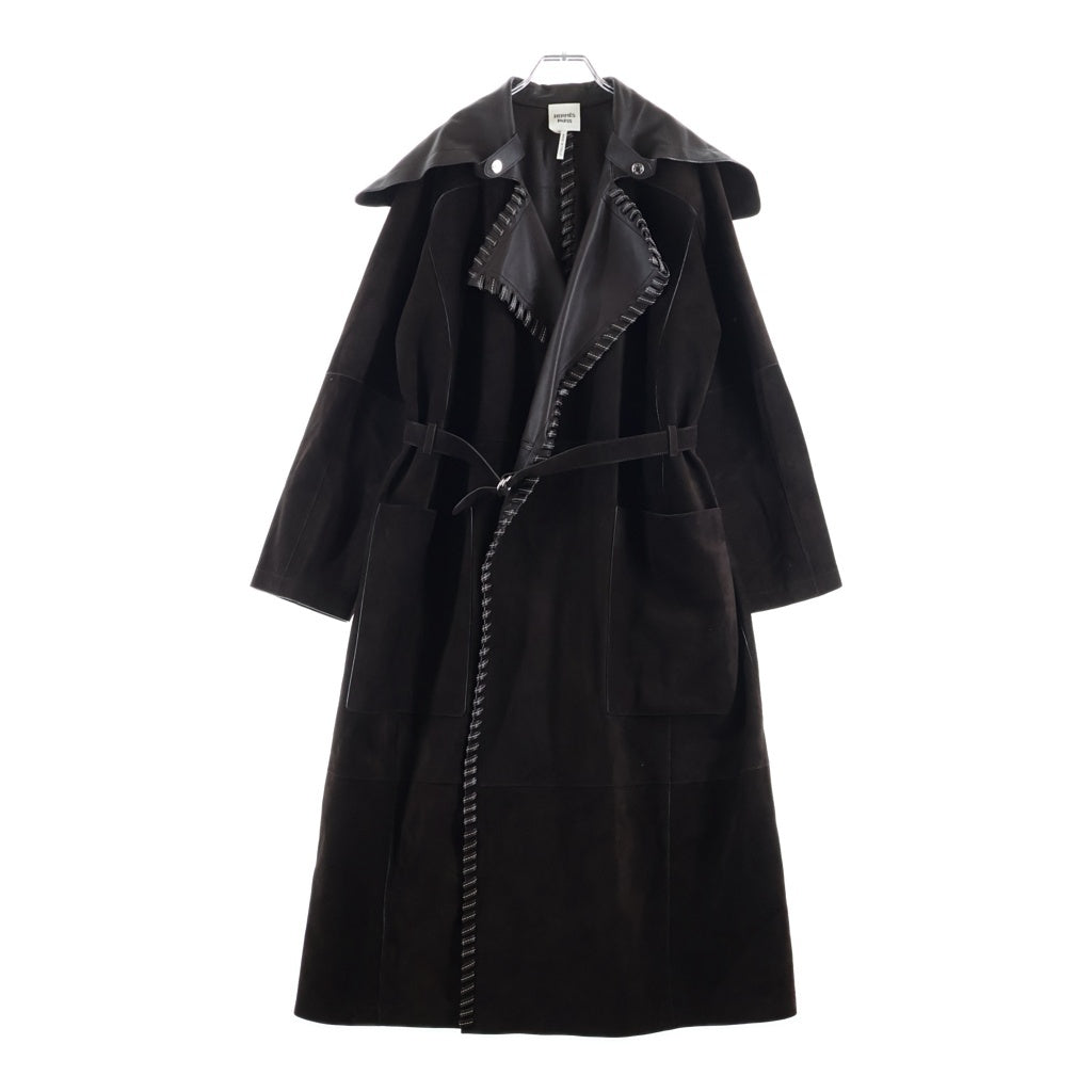 HERMES(エルメス) 21AW ダブルフェイス スエードレザーコート ロングコート ダークブラウン