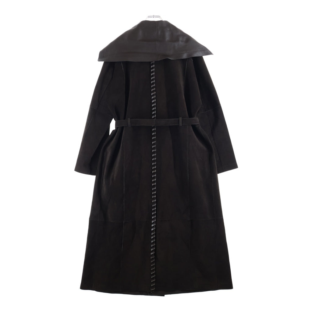 HERMES エルメス 21AW ダブルフェイス スエードレザーコート ロングコート ダークブラウン HERMES(エルメス) 21AW ダブルフェイス スエードレザーコート ロング