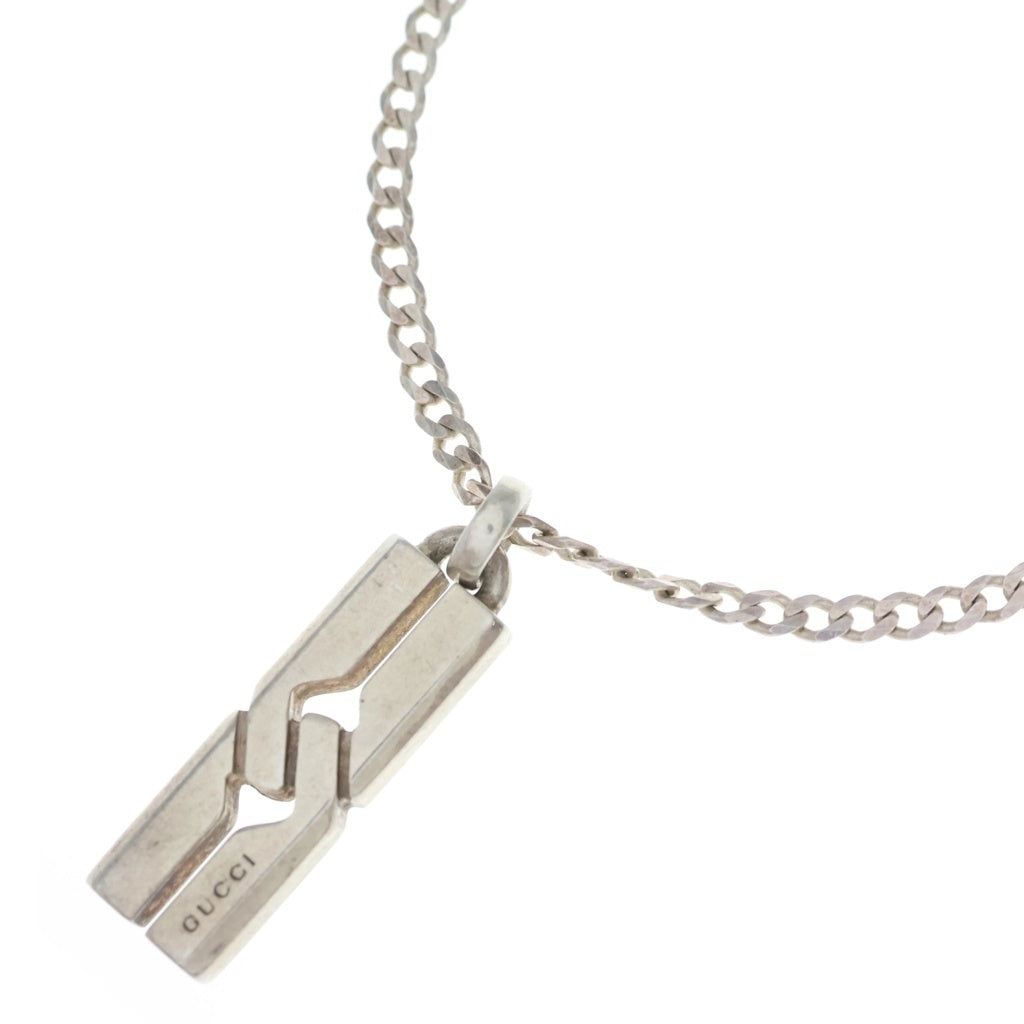 GUCCI(グッチ) インターロッキングGプレート ネックレス シルバー