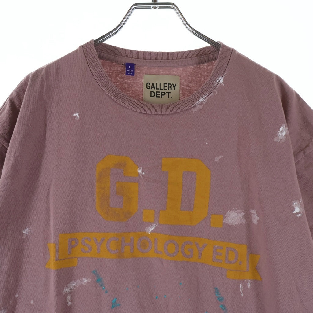 GALLERY DEPT.(ギャラリーデプト) ペイント加工 クルーネック グラフィックプリント半袖Tシャツ カットソー ピンク