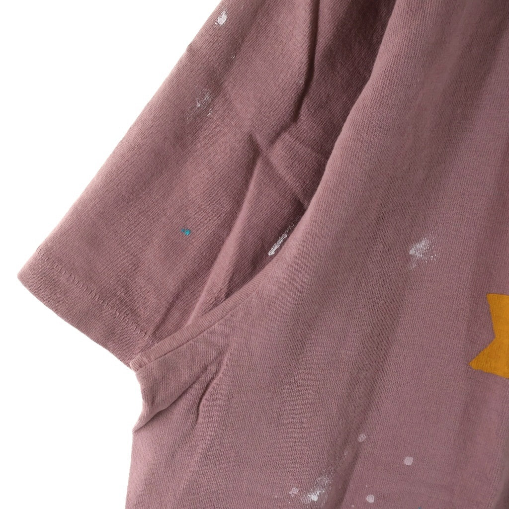 GALLERY DEPT.(ギャラリーデプト) ペイント加工 クルーネック グラフィックプリント半袖Tシャツ カットソー ピンク