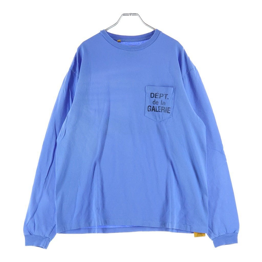 GALLERY DEPT.(ギャラリーデプト) Le Bar Shop LS Tee ポケットロゴ プリント クルーネックロングスリーブ長袖Tシャツ ブルー