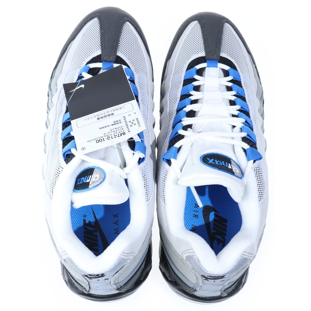 NIKE(ナイキ) AIR MAX 95 BIG BUBBLE WHITE/BLUE SPARK-NEUTRAL GREY エアマックス95 ビックバブル レザーローカットスニーカー ホワイト/ブルー US9/27cm IM7410-100