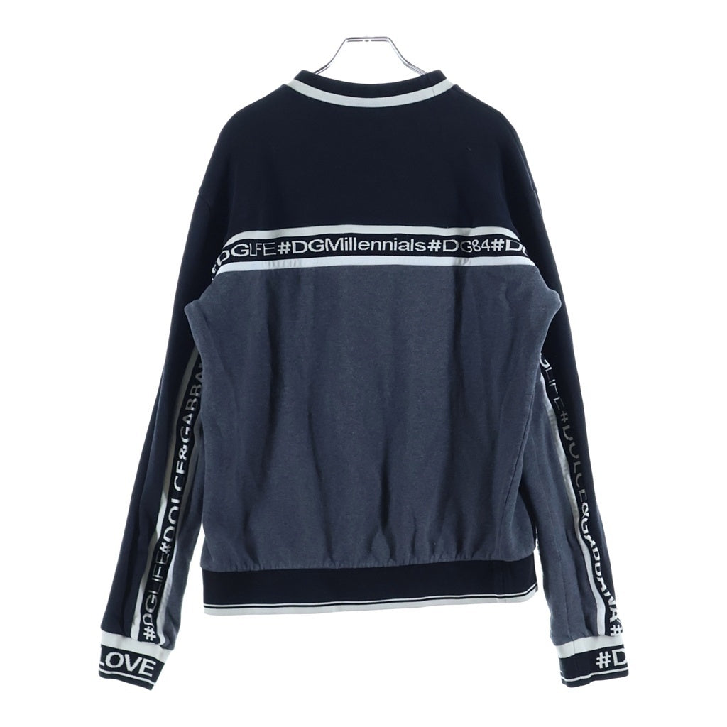 DOLCE & GABBANA(ドルチェアンドガッバーナ) ロゴライン クルーネック スウェットトレーナー ブラック G9KL0T