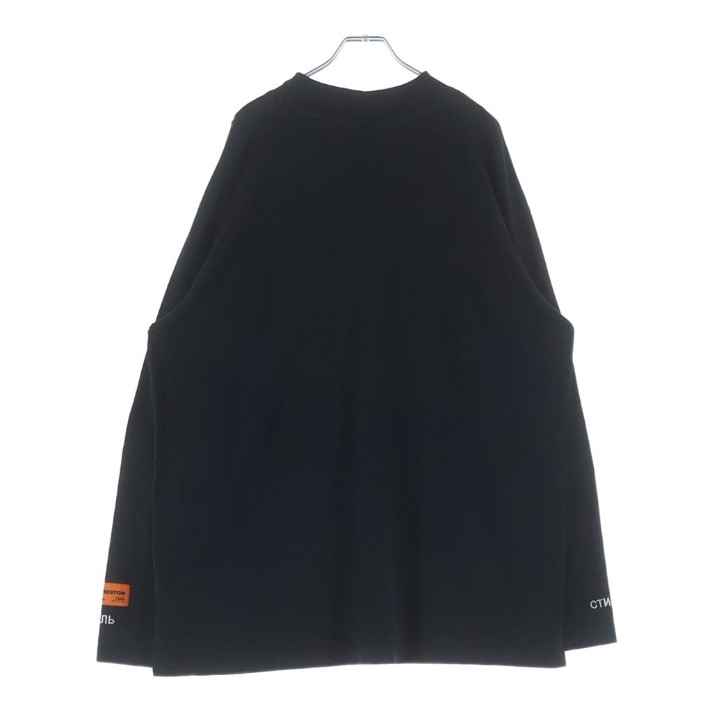 HERON PRESTON(ヘロンプレストン) 18SS ロゴ刺繍モックネック 長袖Tシャツ カットソー ブラック HMAB001S18600010