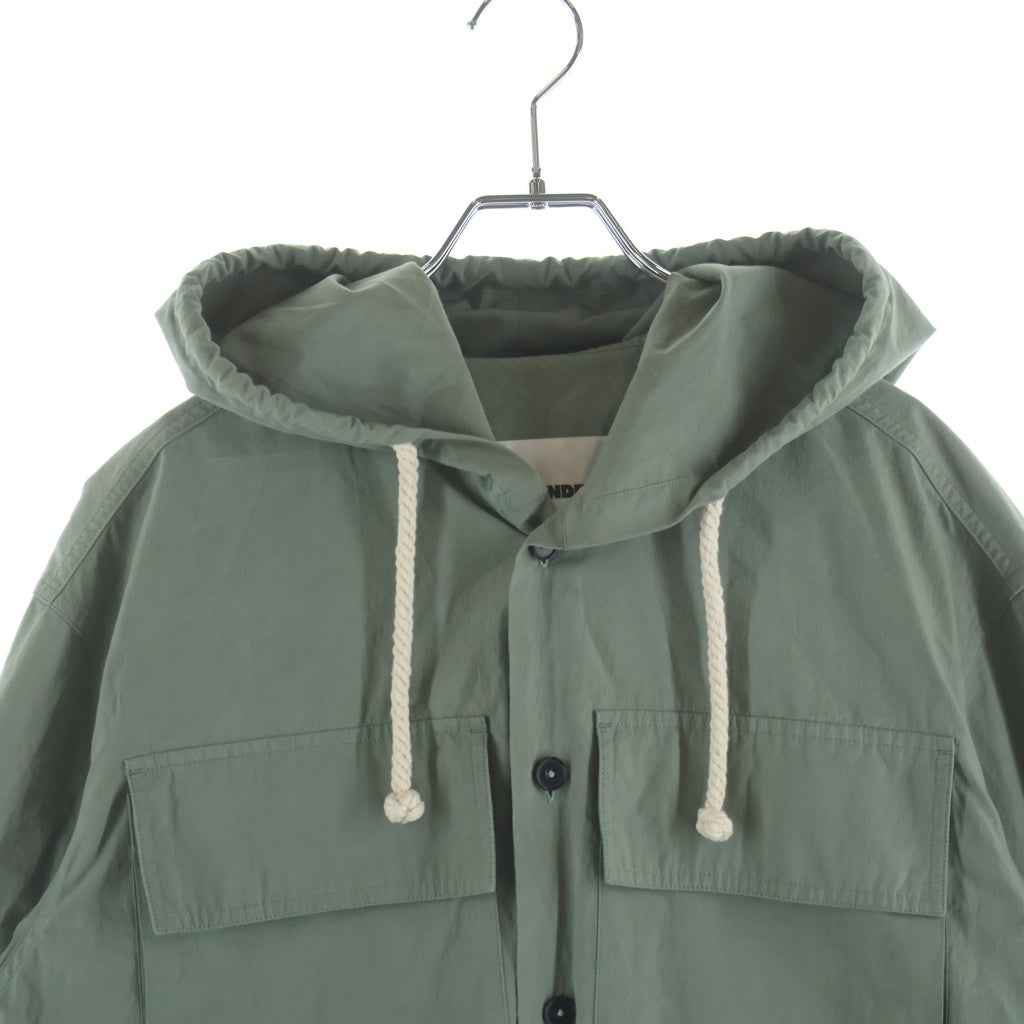 JIL SANDER +(ジルサンダープラス) 23SS ボタンアップ フーデットコットンジャケット カーキ J47DL0107