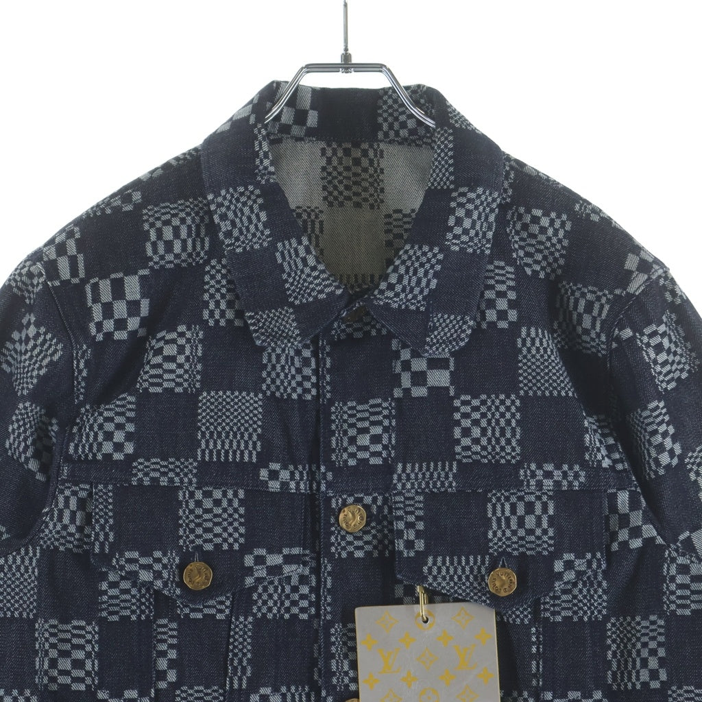 LOUIS VUITTON(ルイヴィトン) ボタンアップ ダミエデニムジャケット ブラック/グレー RM212Q EW2 HLA50W