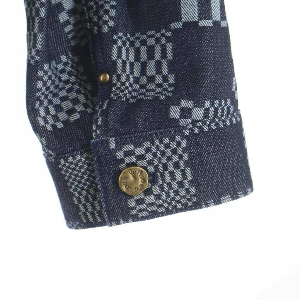 LOUIS VUITTON(ルイヴィトン) ボタンアップ ダミエデニムジャケット ブラック/グレー RM212Q EW2 HLA50W