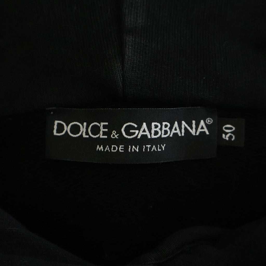 DOLCE & GABBANA(ドルチェアンドガッバーナ) FOLLOW Y OUR GROOVE ロゴパッチ プルオーバーパーカー パッチワークパーカー ブラック J9021Z G7YJV