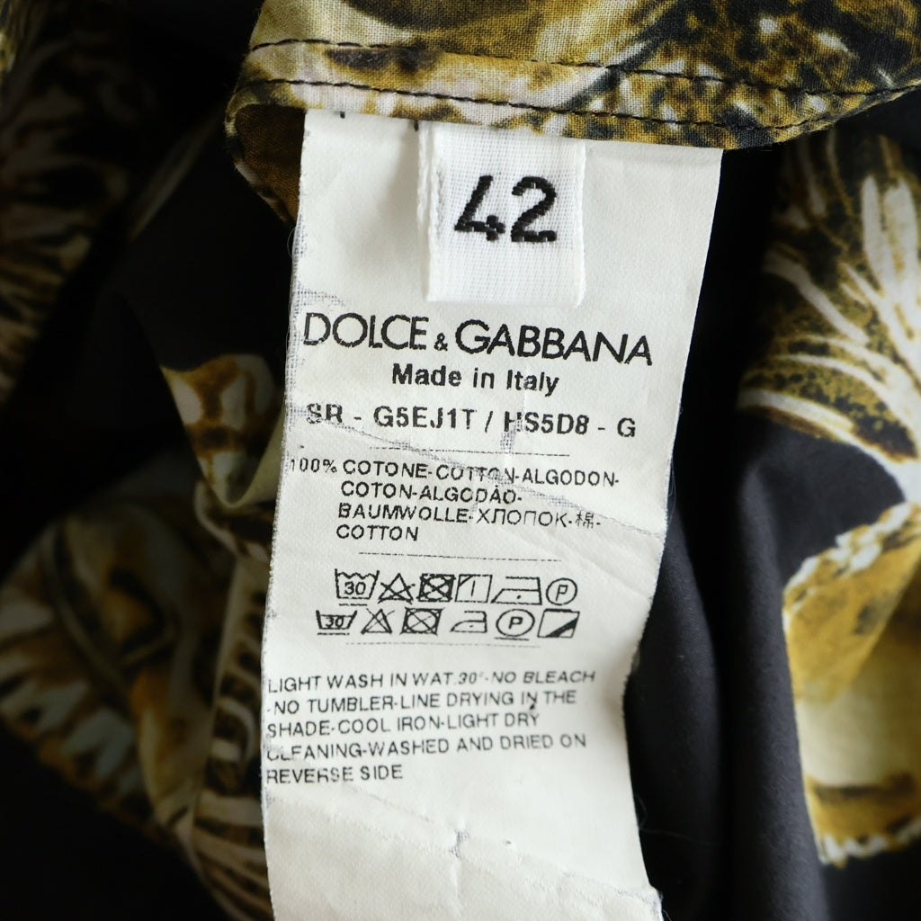 DOLCE & GABBANA(ドルチェアンドガッバーナ) ハート総柄 ボタンアップ襟付き長袖シャツ ブラック/イエロー G5EJ1T HS5D8