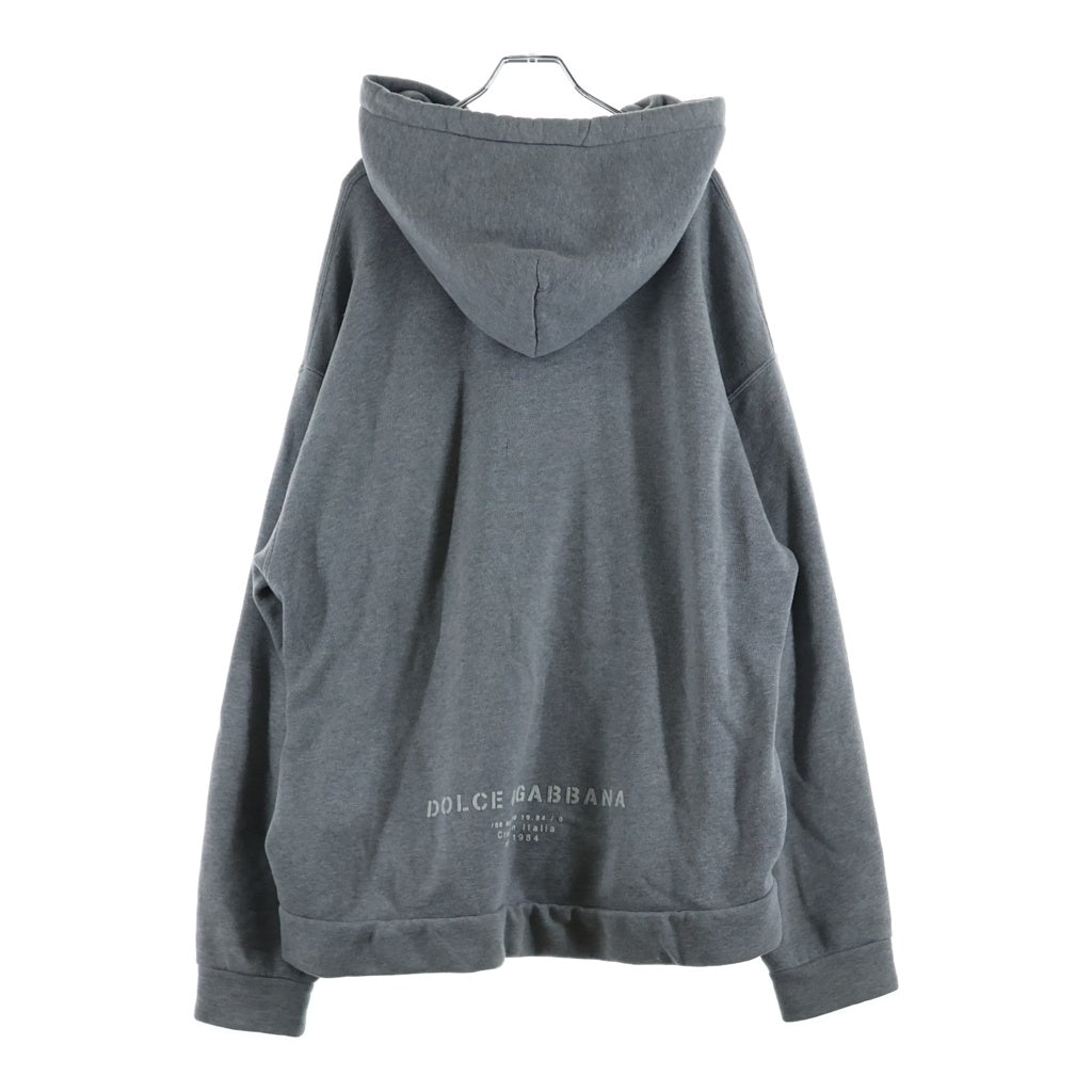 DOLCE & GABBANA(ドルチェアンドガッバーナ) GRAPHIC LOGO HOODIE グラフィックロゴプリント プルオーバーフーディー パーカー グレー G9VU7T