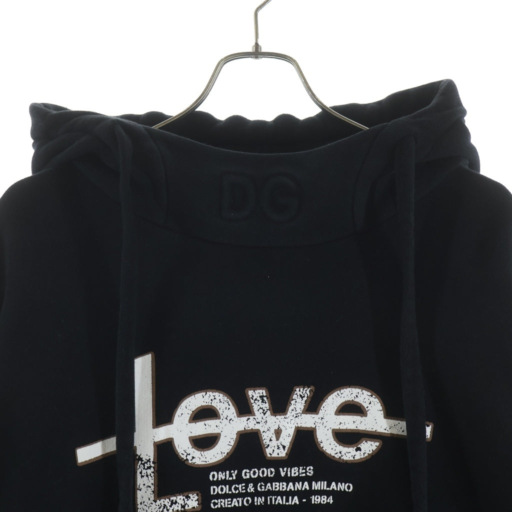 DOLCE & GABBANA(ドルチェアンドガッバーナ) フロントグラフィックプルオーバーパーカー ブラック G9VC9Z FU77G