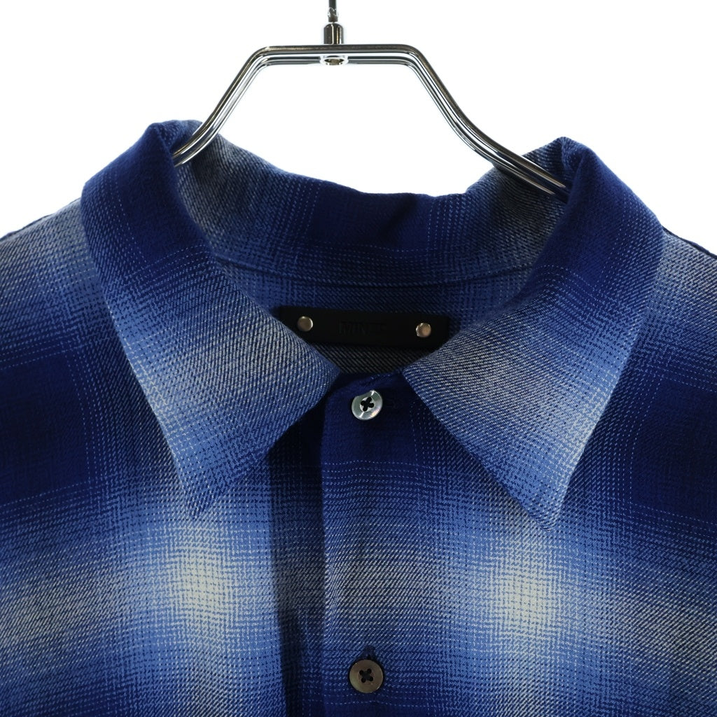 MINEDENIM(マインデニム) 26SS Ombre Open Collar Shirt オンブレチェックシャツ ブルー