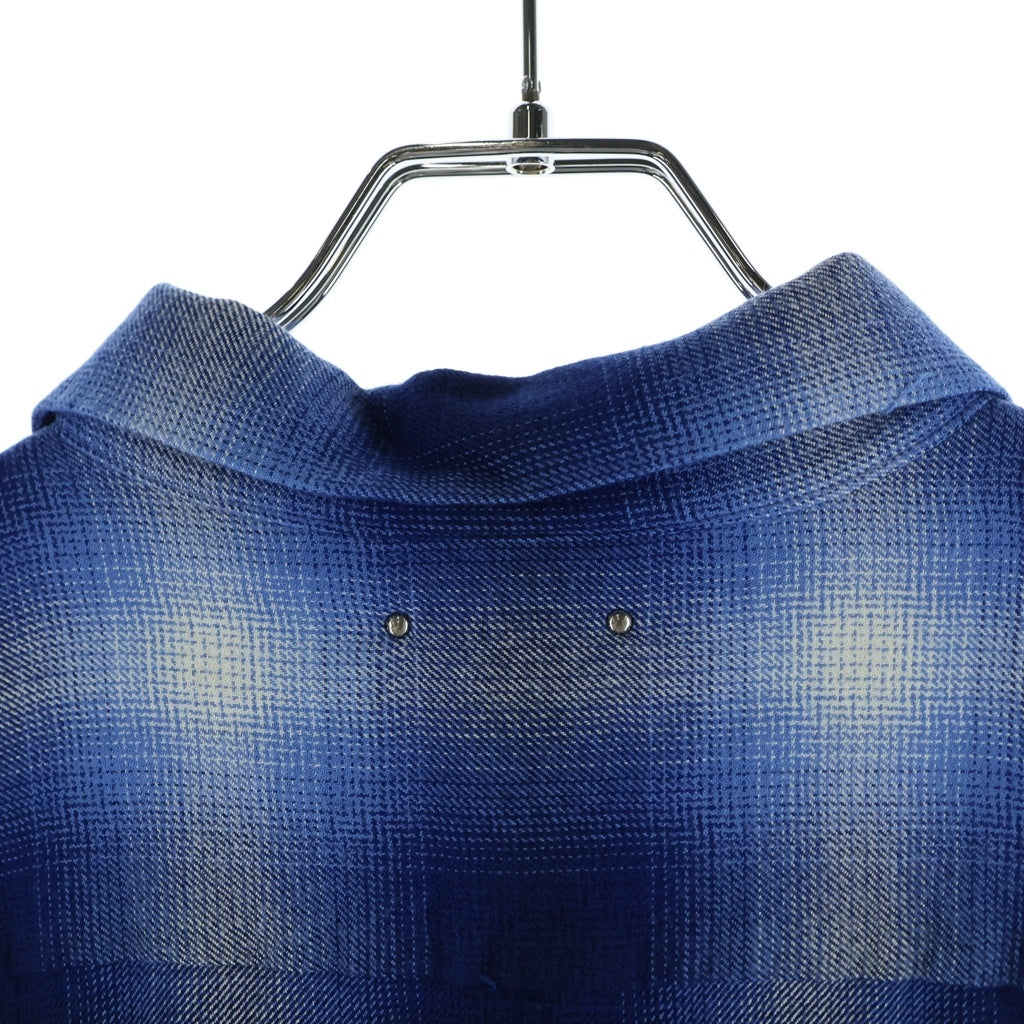 MINEDENIM(マインデニム) 26SS Ombre Open Collar Shirt オンブレチェックシャツ ブルー