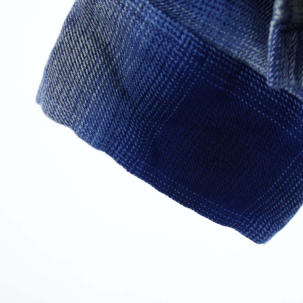 MINEDENIM(マインデニム) 26SS Ombre Open Collar Shirt オンブレチェックシャツ ブルー