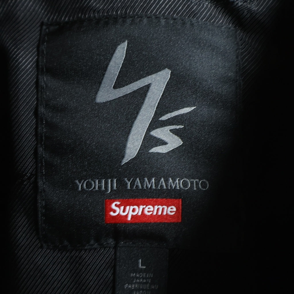 SUPREME(シュプリーム) ×Yohji Yamamoto 25AW Leather Jacket ヨウジヤマモト プリントジップアップレザージャケット ライダースシングルジャケット ブラック