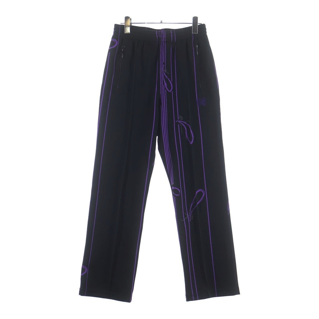 Needles(ニードルス) TRACK PANTS 総柄トラックパンツ ストレートパンツ ブラック/パープル SX403
