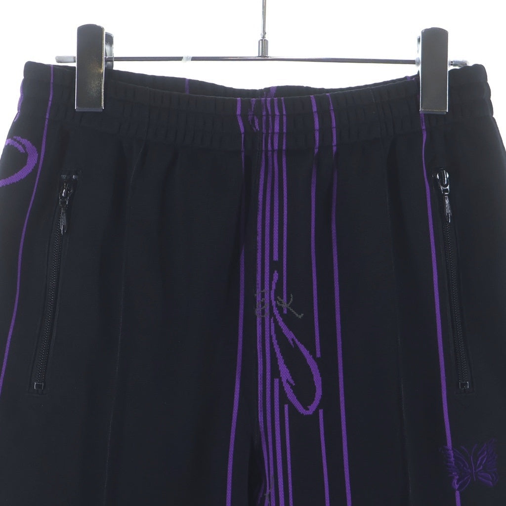 Needles(ニードルス) TRACK PANTS 総柄トラックパンツ ストレートパンツ ブラック/パープル SX403