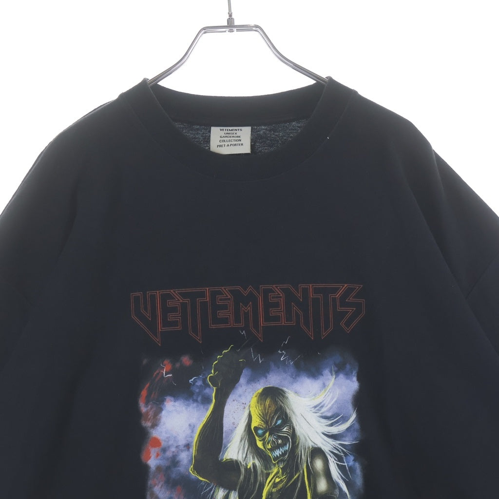 VETEMENTS(ヴェトモン) 21SS スカルプリントオーバーサイズTシャツ 半袖Tシャツ カットソー ブラック UE51TR570B